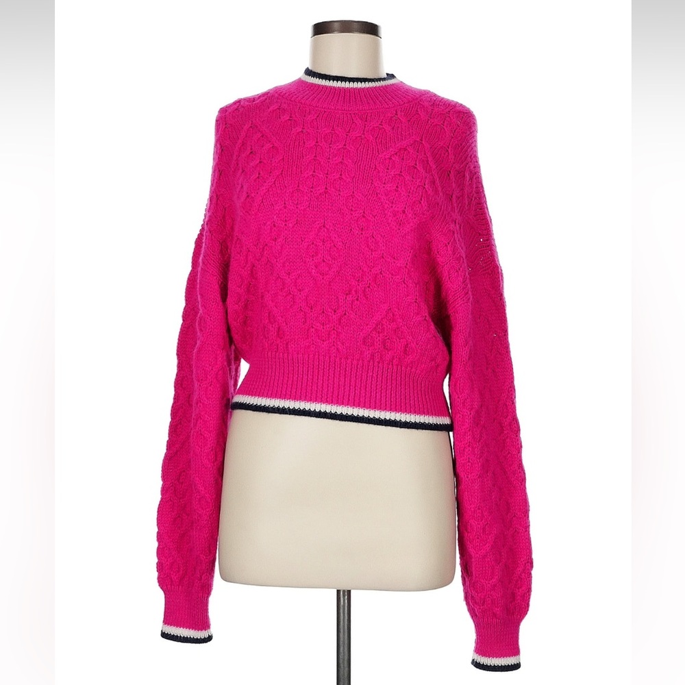 MOTHER Fuchsia Cable Knit Sweater